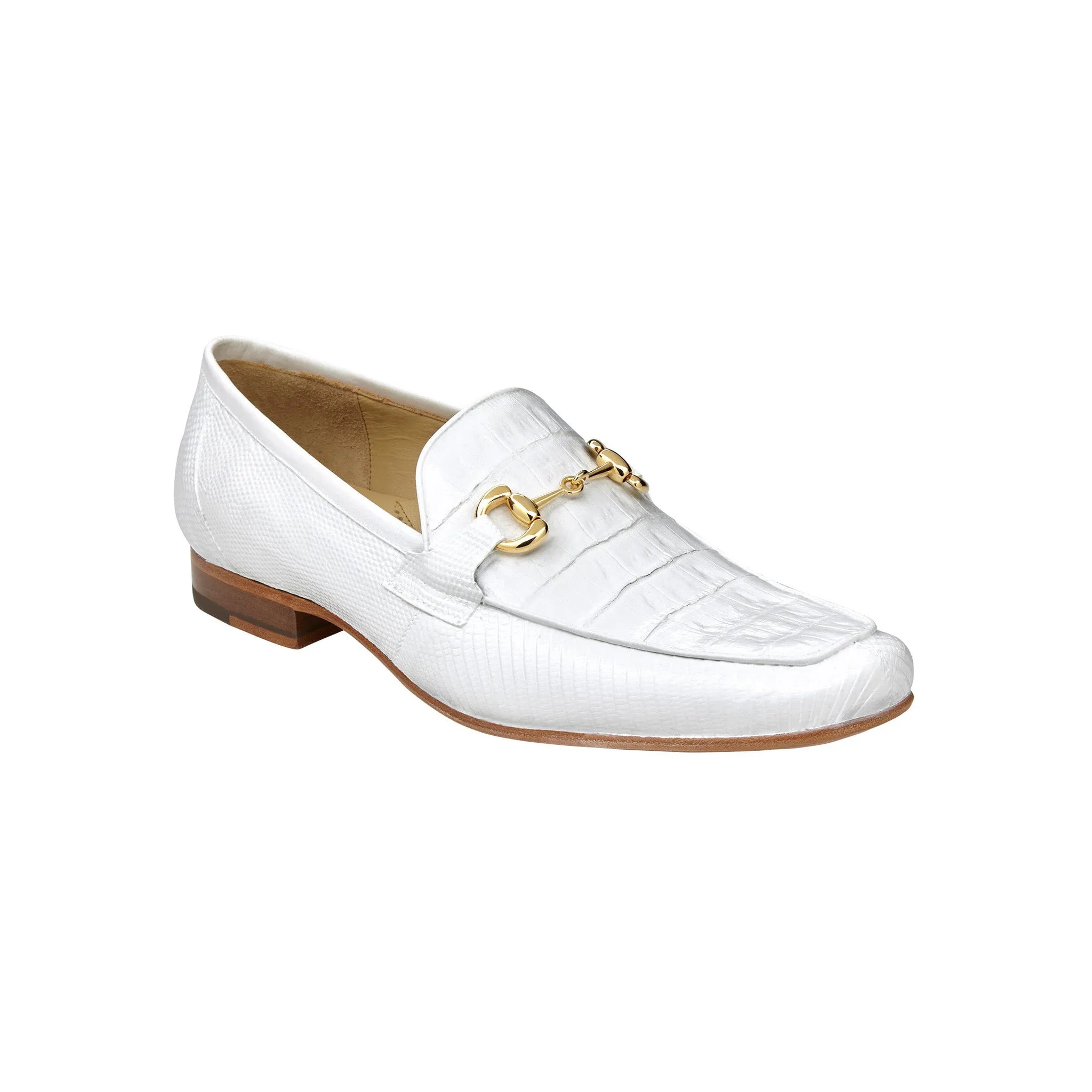 Belvedere Udine in White Genuine Caiman Crocodile and Lizard Loafers