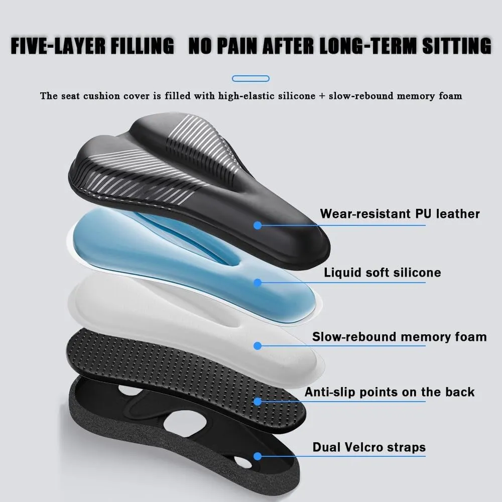 Bike Seat Cushion for Giant Fastroad Advanced Fastroad SLR Fathom Fathom 1 Fathom 2, Memory Foam & Gel Padded Cover Bicycle Seat for Men Women Shock-Absorbing Comfort Bike Seat Pad,A