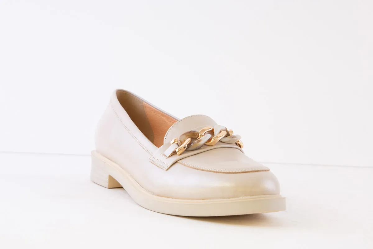 BIOECO - 6261 LOW HEEL FASHION LOAFER - CREAM