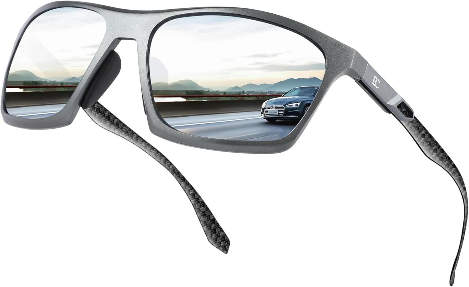 BIRCEN Men Sunglasses Polarized UV-Protection: Wrap Around Black Sport Shades for Mens Driving Fishing Golf