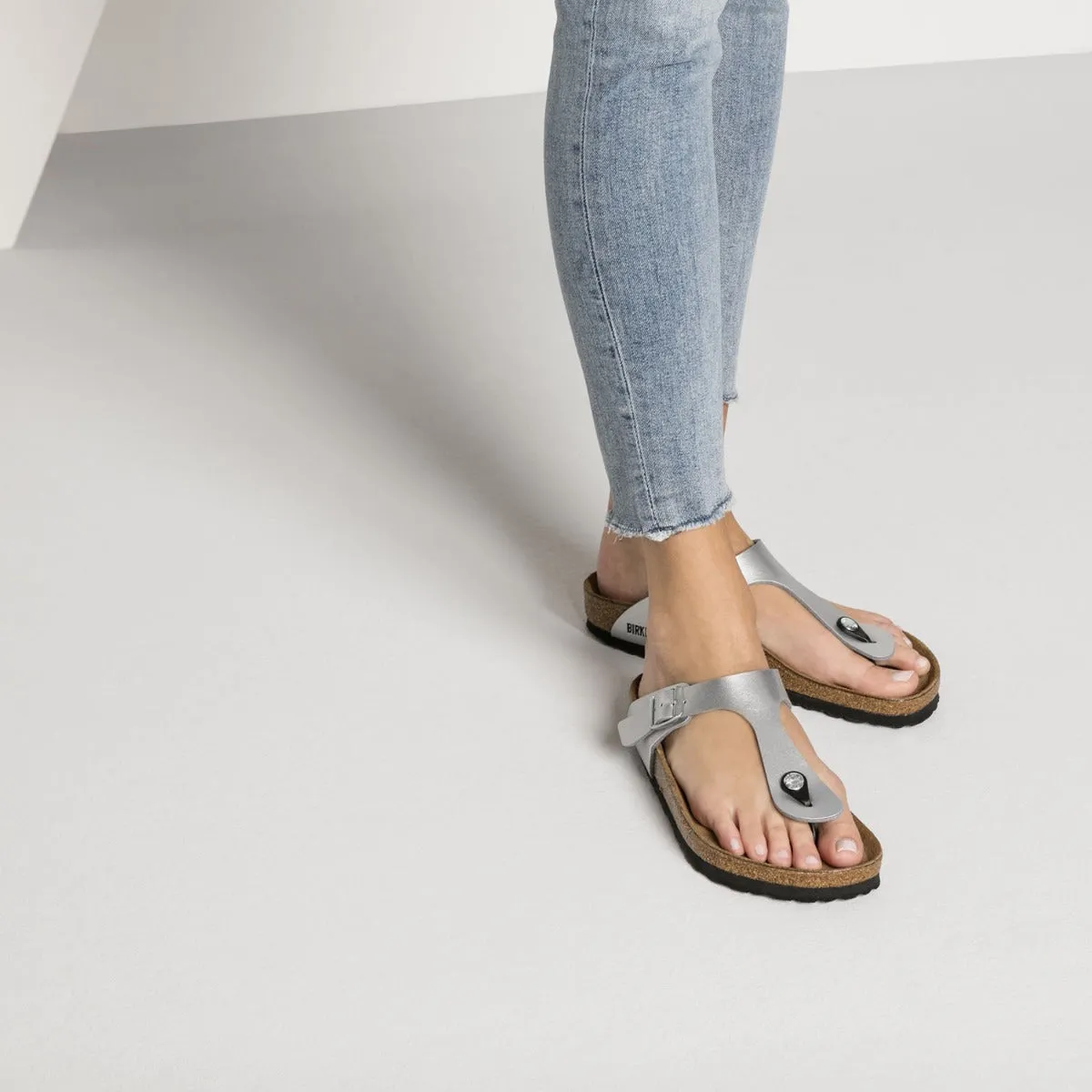 Birkenstock Silver Gizeh Birko-Flor Womens Sandals R43851