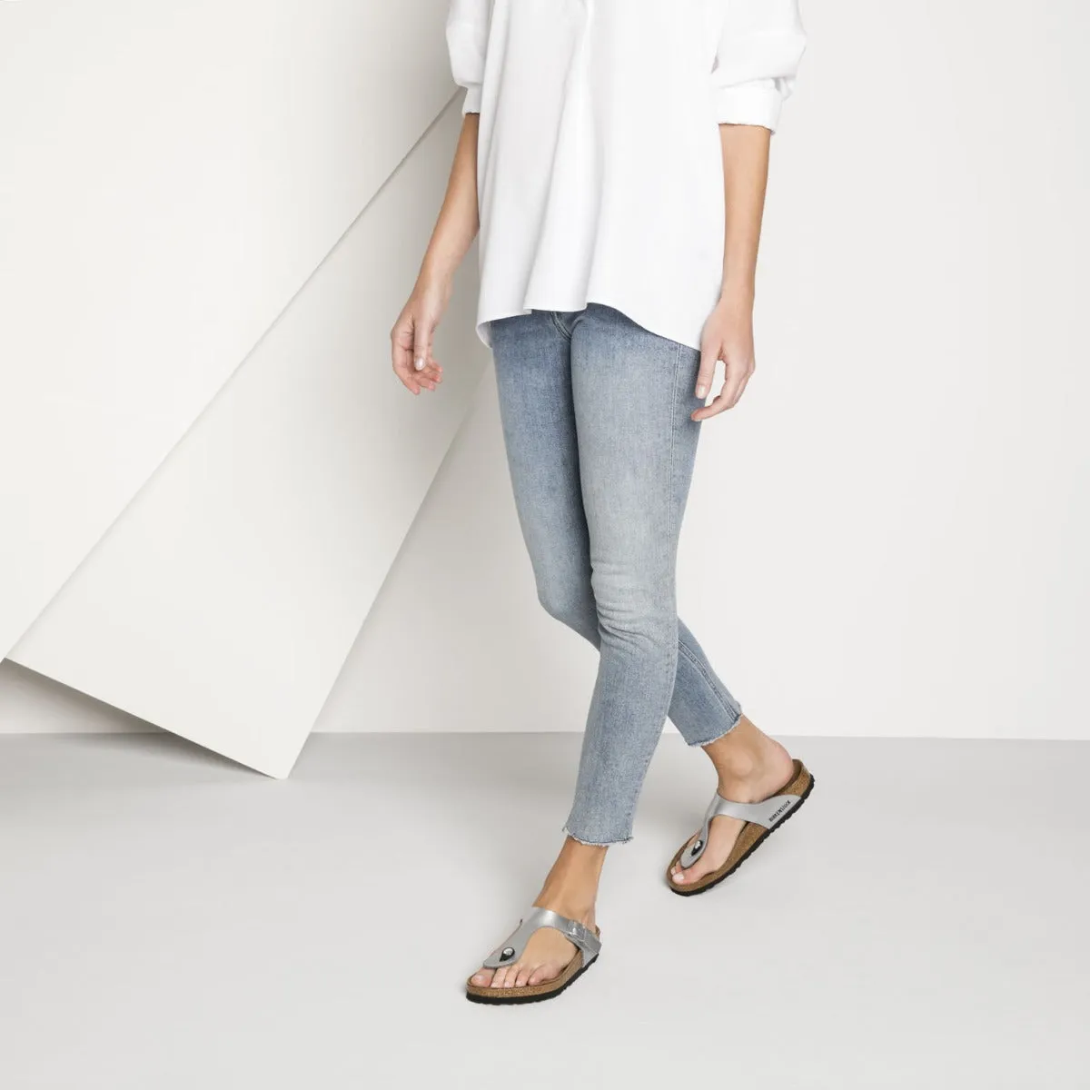 Birkenstock Silver Gizeh Birko-Flor Womens Sandals R43851