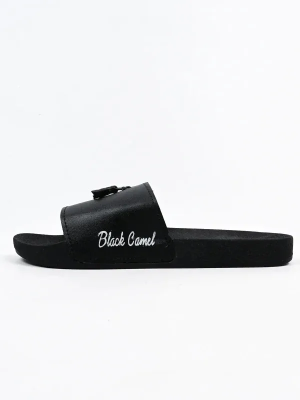 Black Camel Tassel Slide Slipper For Men