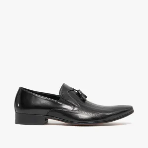 Blakeseys WESTMORELAND Mens Leather Etched Pointed Tassel Loafers Black