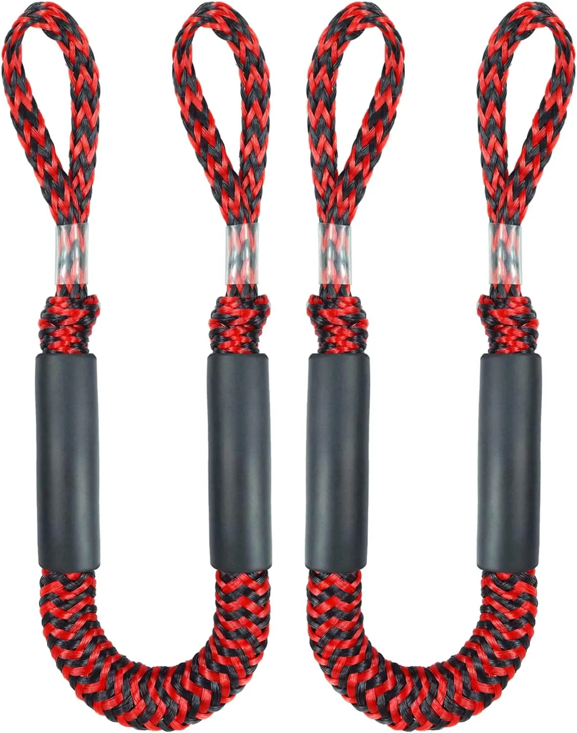 Boat Accessories 2PCS Dock Lines 3FT Premium Bungee Boat Lines (Red Black, 3Feet)