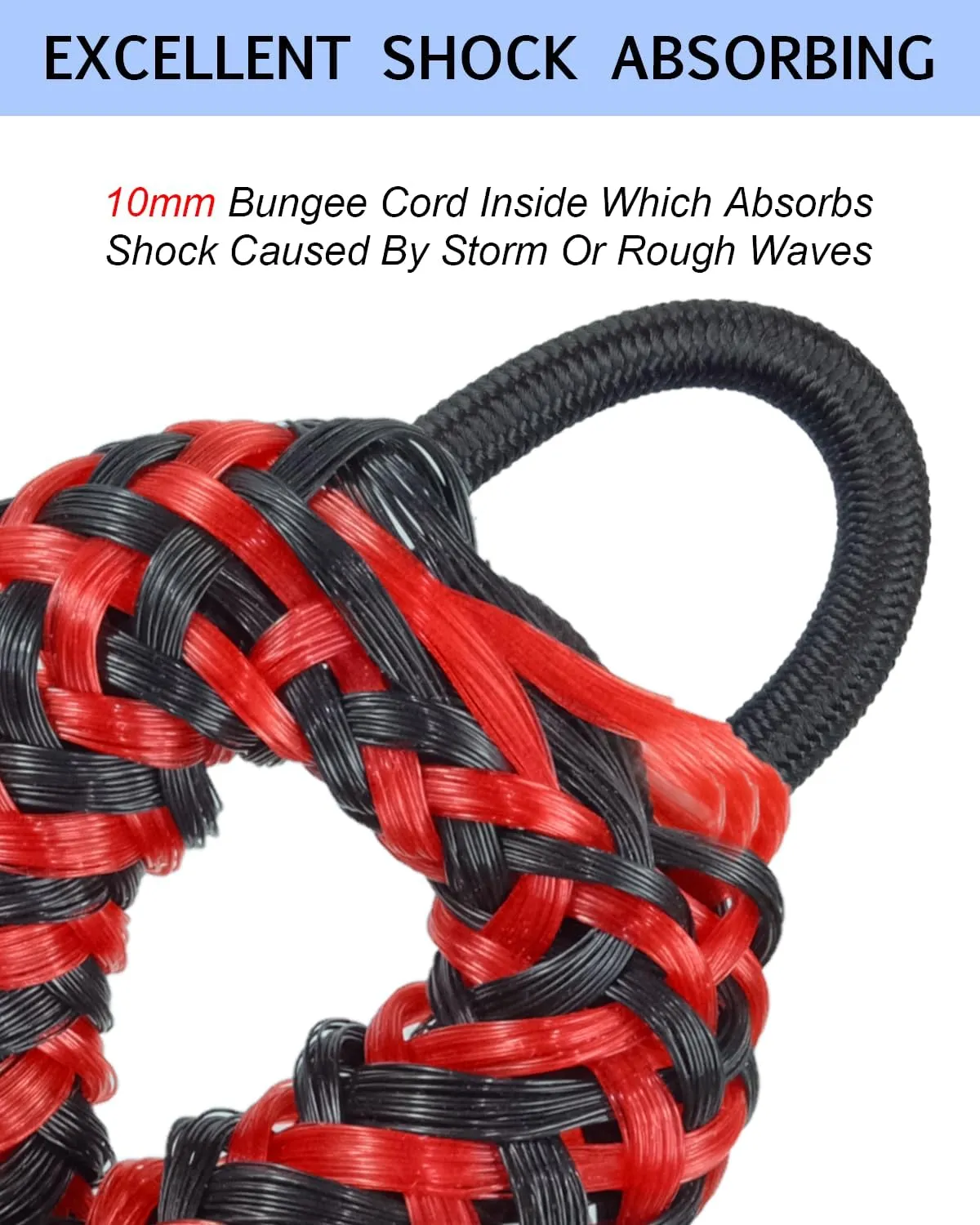 Boat Accessories 2PCS Dock Lines 3FT Premium Bungee Boat Lines (Red Black, 3Feet)