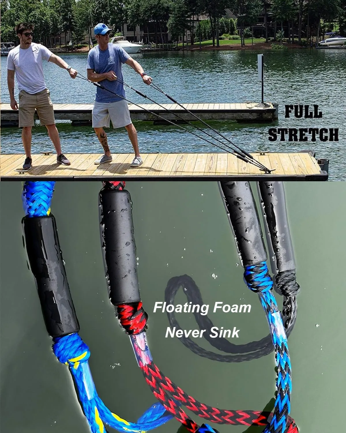 Boat Accessories 2PCS Dock Lines 3FT Premium Bungee Boat Lines (Red Black, 3Feet)
