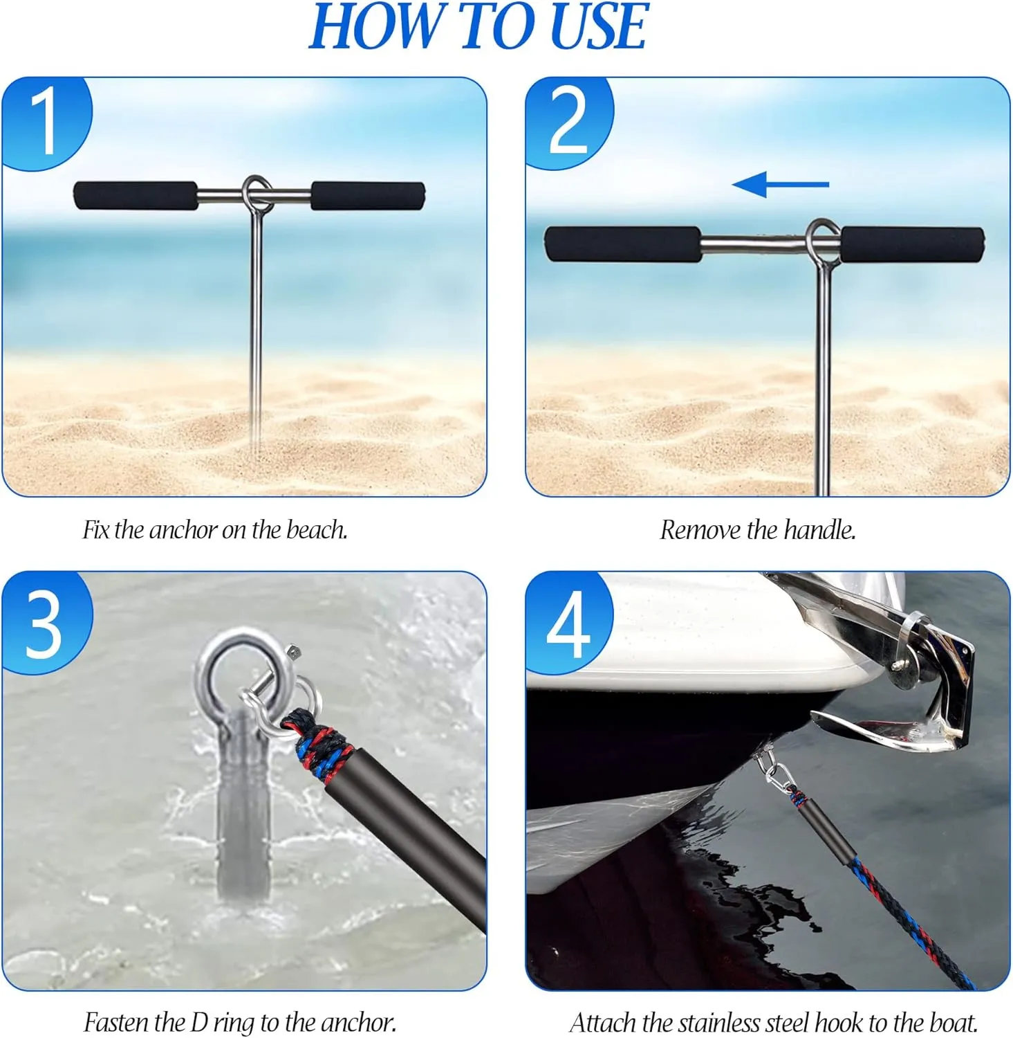 Boat Anchor Bungee Dock Line - PWC Buddy Rope Stretches 14-27ft for Jet Ski, Kayak, Quick Docking with Stainless Steel Clip, Built-in Snubber