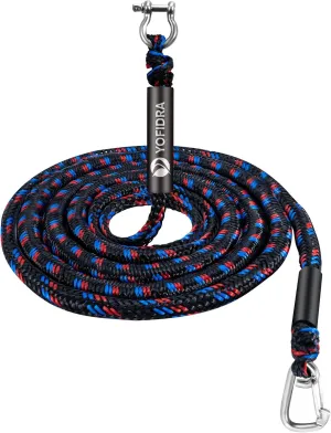 Boat Anchor Bungee Dock Line - PWC Buddy Rope Stretches 14-27ft for Jet Ski, Kayak, Quick Docking with Stainless Steel Clip, Built-in Snubber