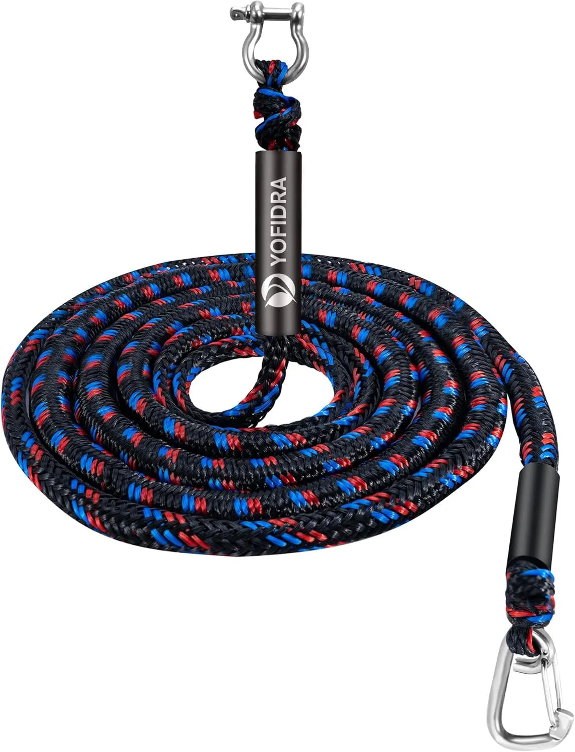 Boat Anchor Bungee Dock Line - PWC Buddy Rope Stretches 14-27ft for Jet Ski, Kayak, Quick Docking with Stainless Steel Clip, Built-in Snubber