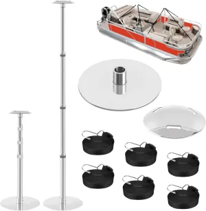 Boat Cover Support Poles 2 PK, Height Adjustable 316 Stainless Steel Boat Cover Support Poles, Support Systems with Stainless Steel Mushroom Cap and Base (2 Pack)