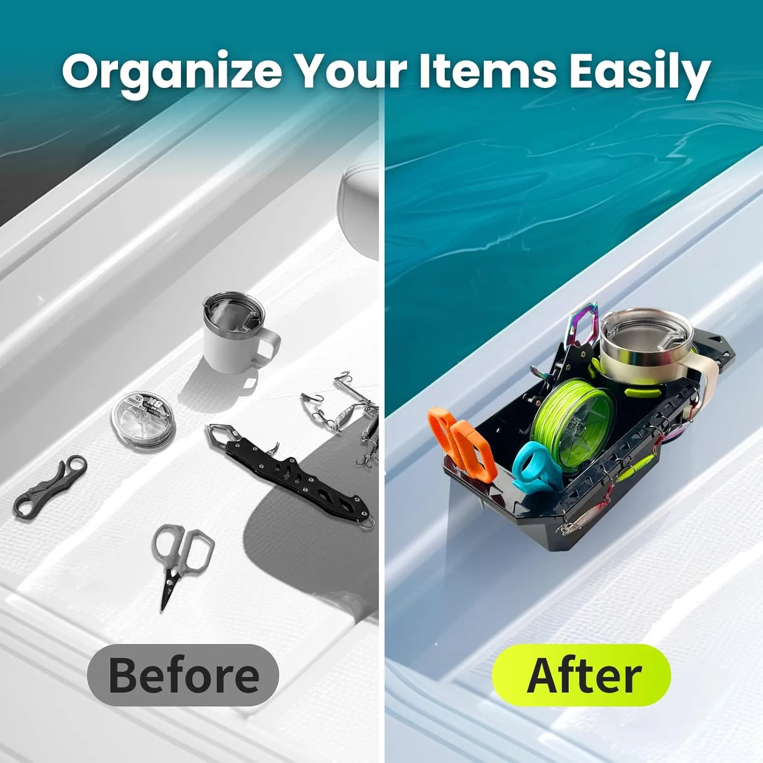 Boat Cup Holder with Rubber Tab, Universal Boat Storage Organizer - 2 Ways Installation: Drill or Adhesive