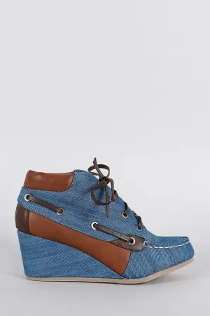 Boat Denim Booties Bamboo Helpful Clearance Wedge