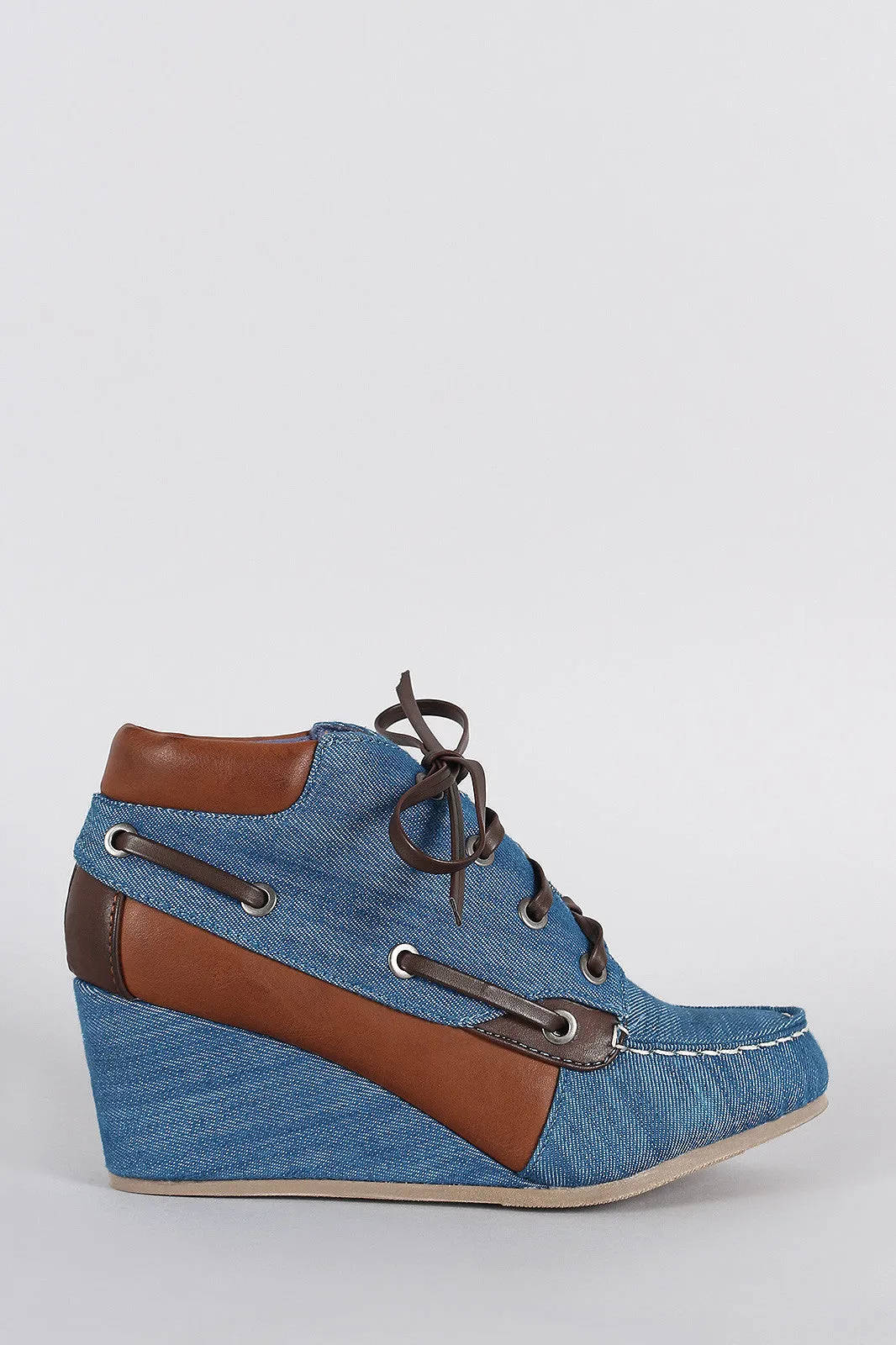 Boat Denim Booties Bamboo Helpful Clearance Wedge