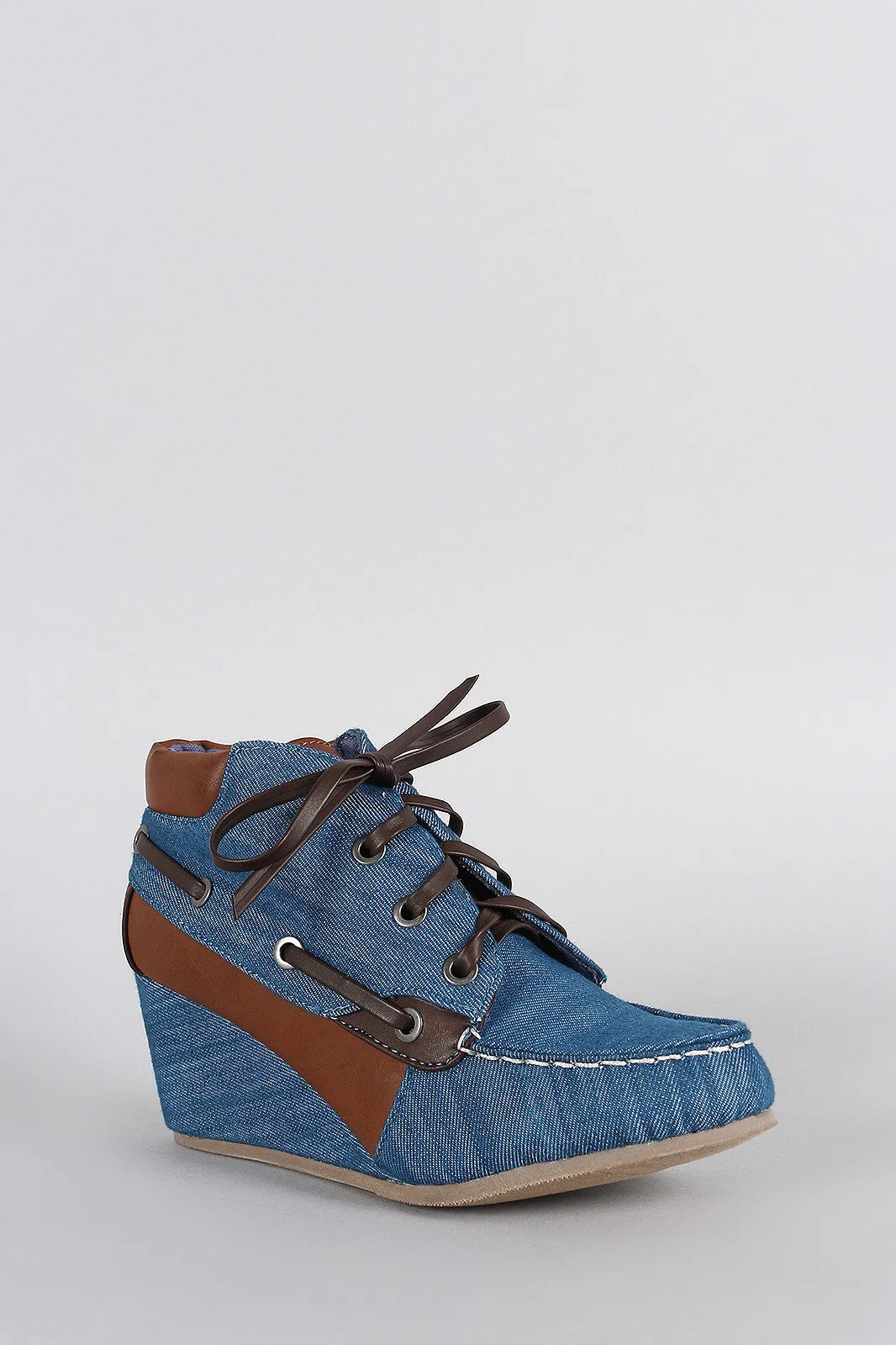 Boat Denim Booties Bamboo Helpful Clearance Wedge