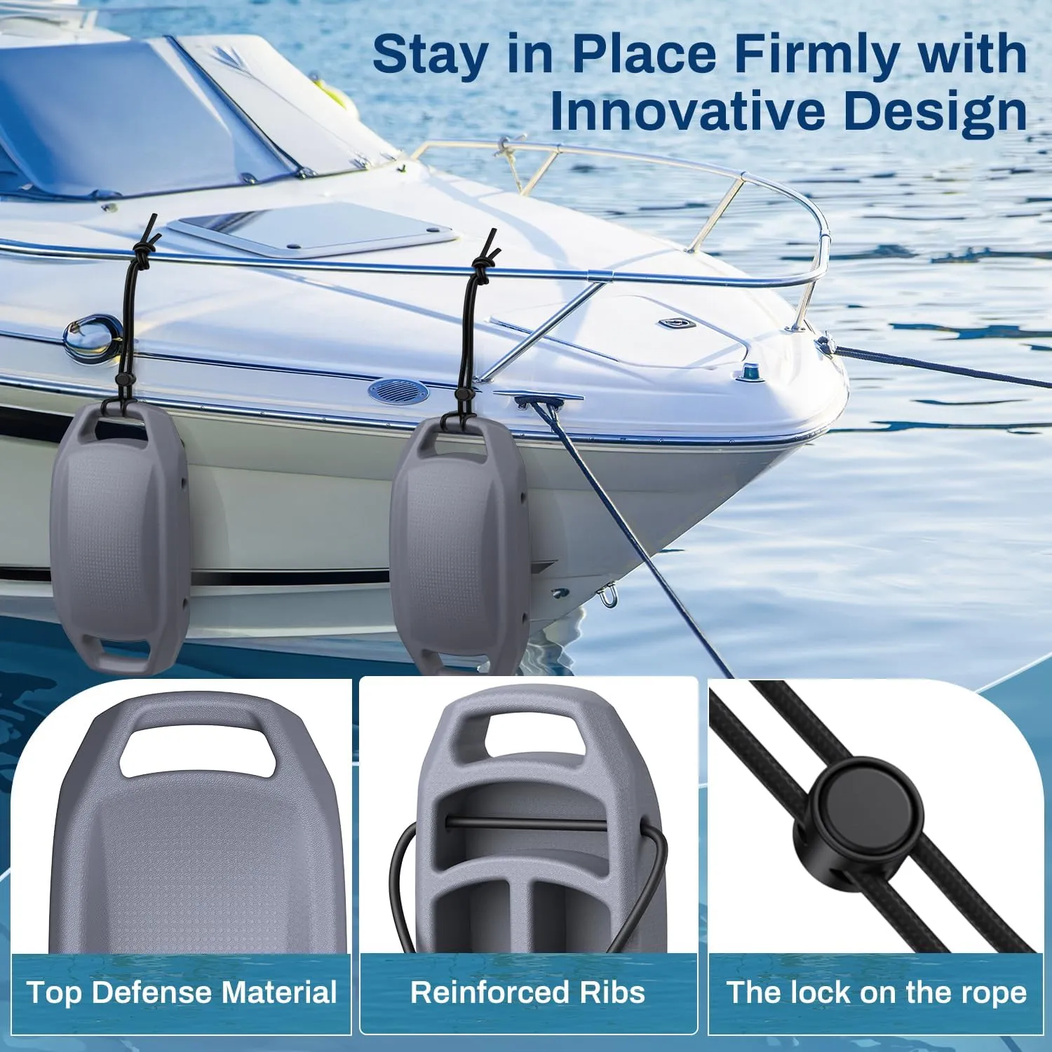 Boat Fenders Boat Bumpers for Docking, Upgraded EVA Boat Fenders Bumpers, Fit for Yachts, Sailing Dinghies, Bass Boat and Fishing Boat