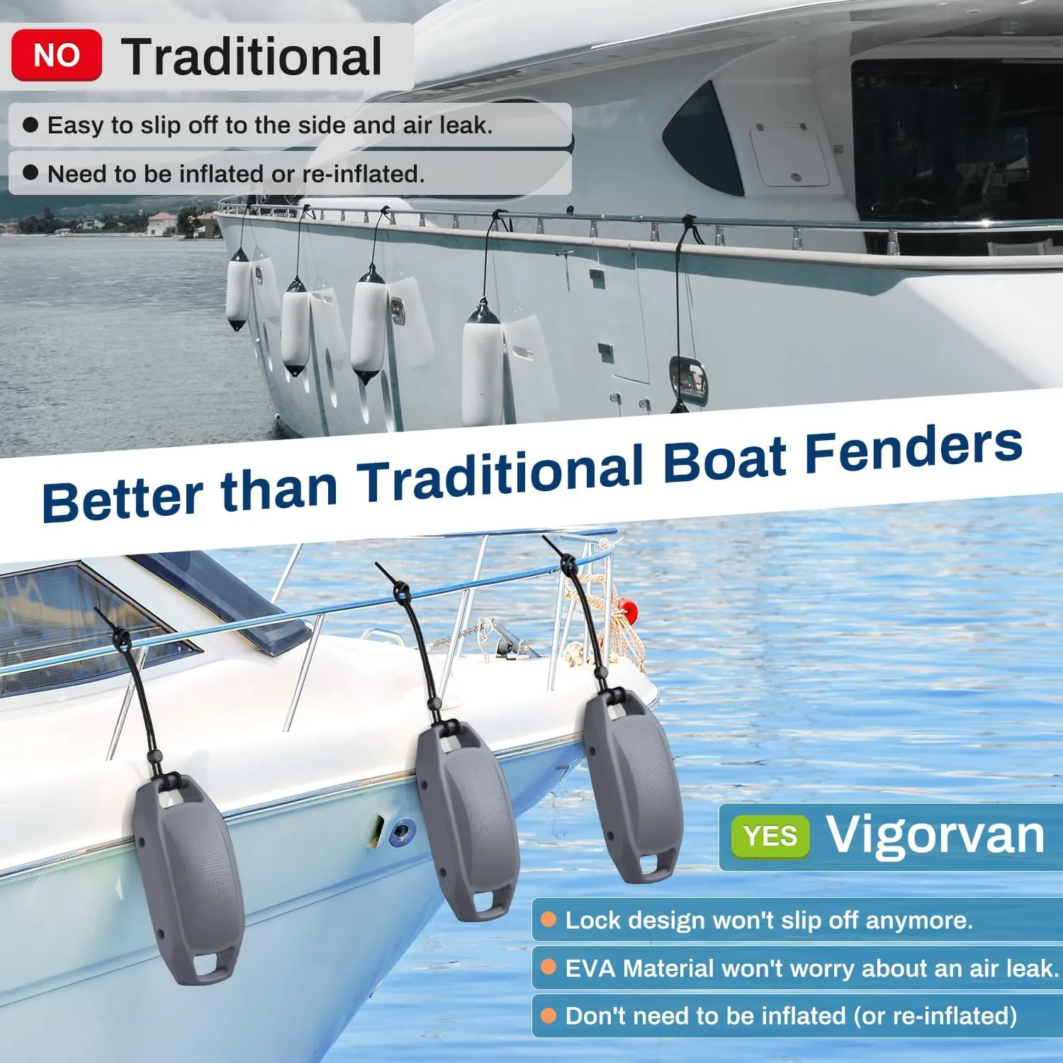 Boat Fenders Boat Bumpers for Docking, Upgraded EVA Boat Fenders Bumpers, Fit for Yachts, Sailing Dinghies, Bass Boat and Fishing Boat