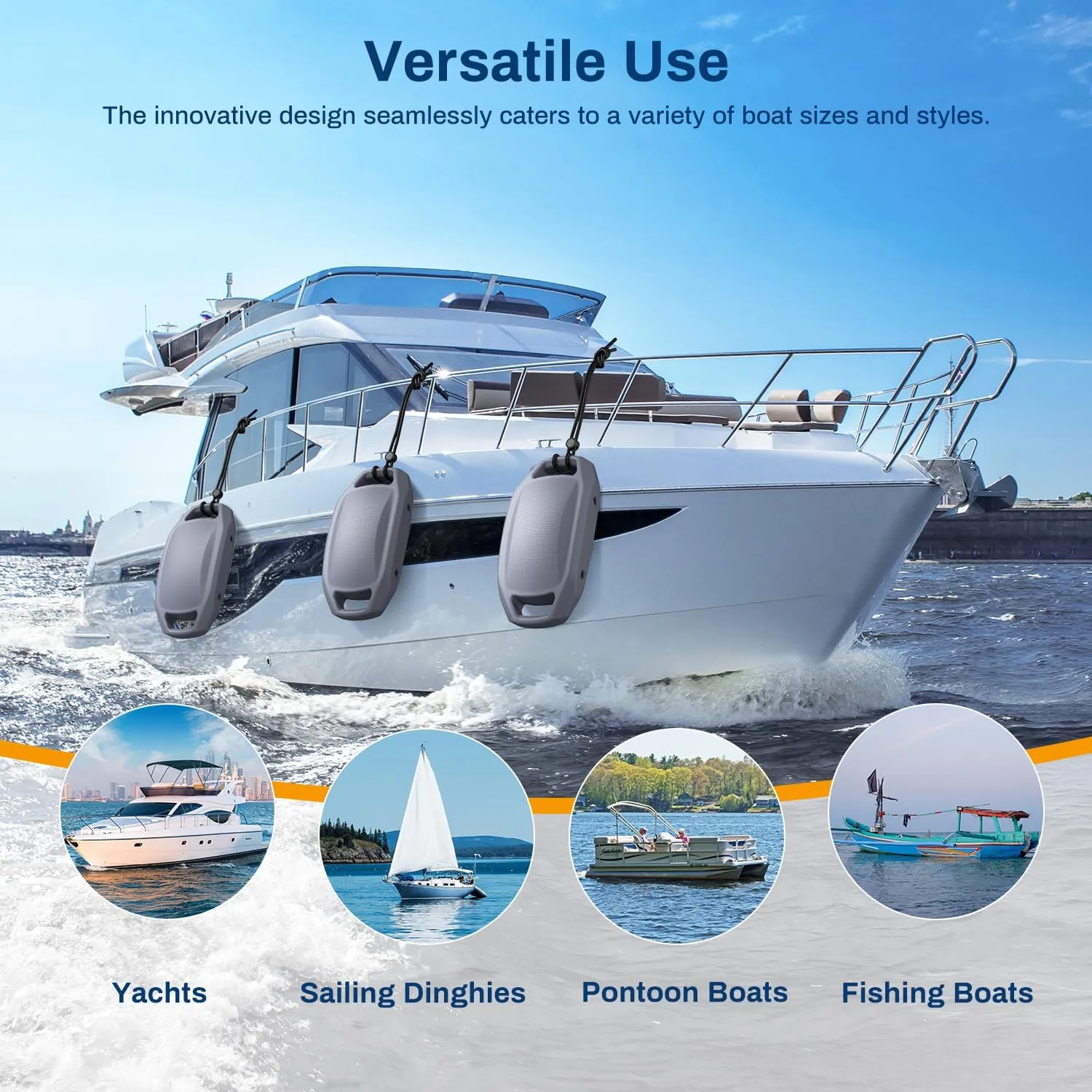 Boat Fenders Boat Bumpers for Docking, Upgraded EVA Boat Fenders Bumpers, Fit for Yachts, Sailing Dinghies, Bass Boat and Fishing Boat