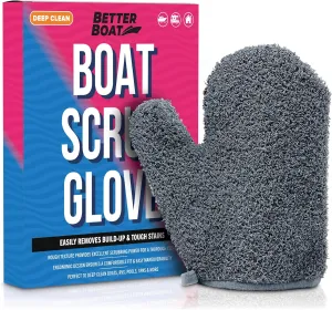 Boat Scrubbing Brush Glove, Heavy-Duty Deck and Hull Scrub Mitt for Floors, Aluminum, Pontoon, Marine and Fishing Boat Accessories