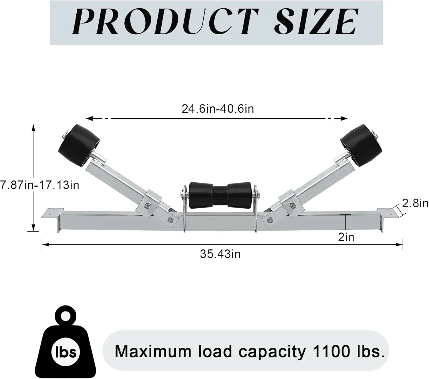 Boat Trailer Rollers Large Load Capacity Boat Trailer Parts Bottom Support Bracket Boat Trailer Accessories Steel Adjustable Support Bracket for Boats Small Motors Sailing Boats