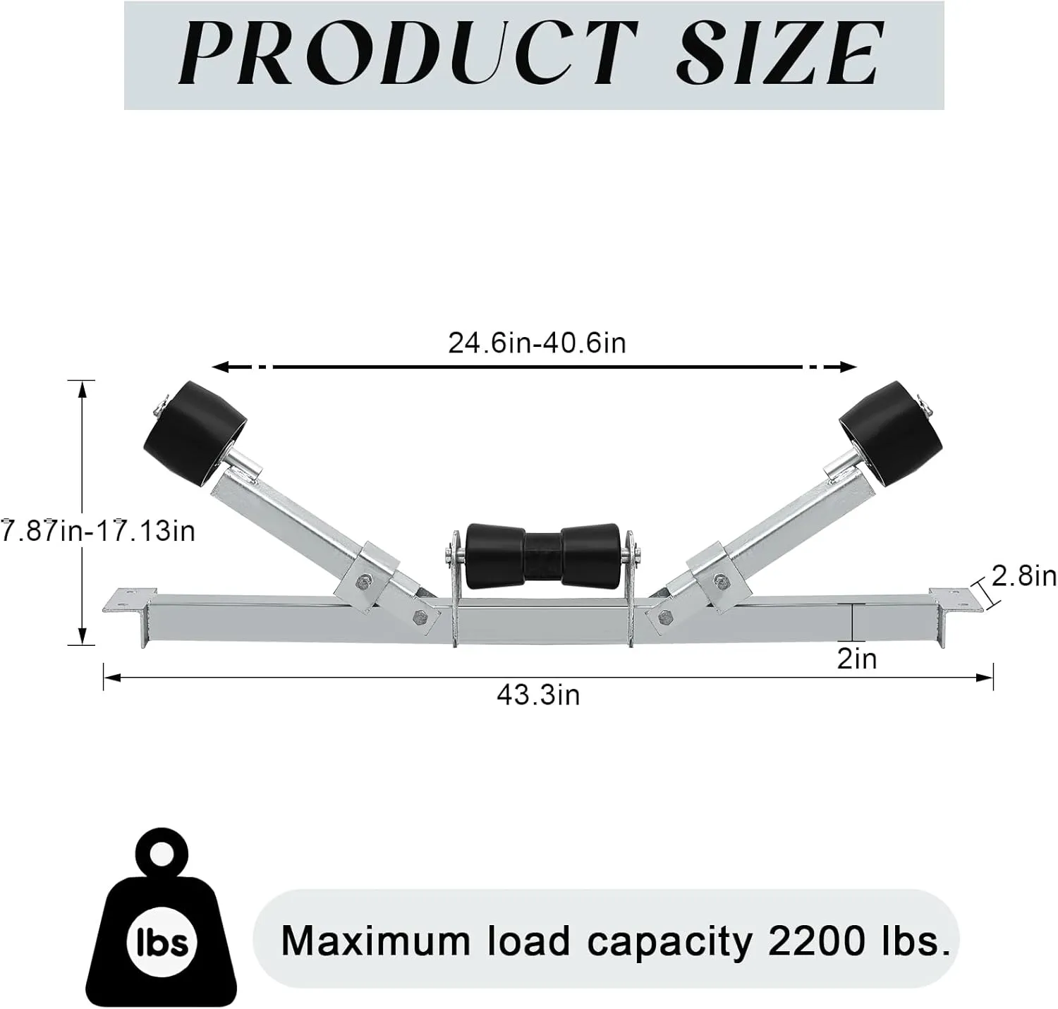 Boat Trailer Rollers Large Load Capacity Boat Trailer Parts Bottom Support Bracket Boat Trailer Accessories Steel Adjustable Support Bracket for Boats Small Motors Sailing Boats
