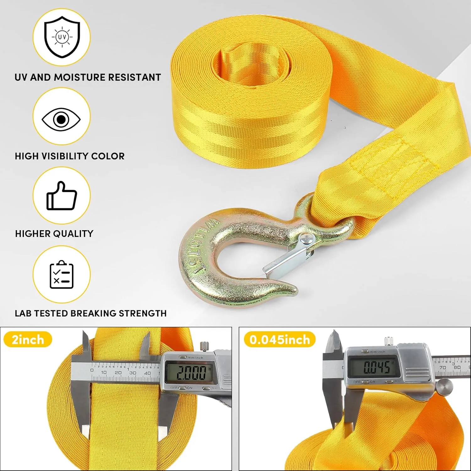 Boat Winch Strap with Hook,Winch Strap for Boat Trailer,Boat Trailer Winch Strap 2 inch x 20 foot, Great for Boat, Truck, Jet Ski and Car Trailers Towing and Heavy Duty Equipment (Choose Color)