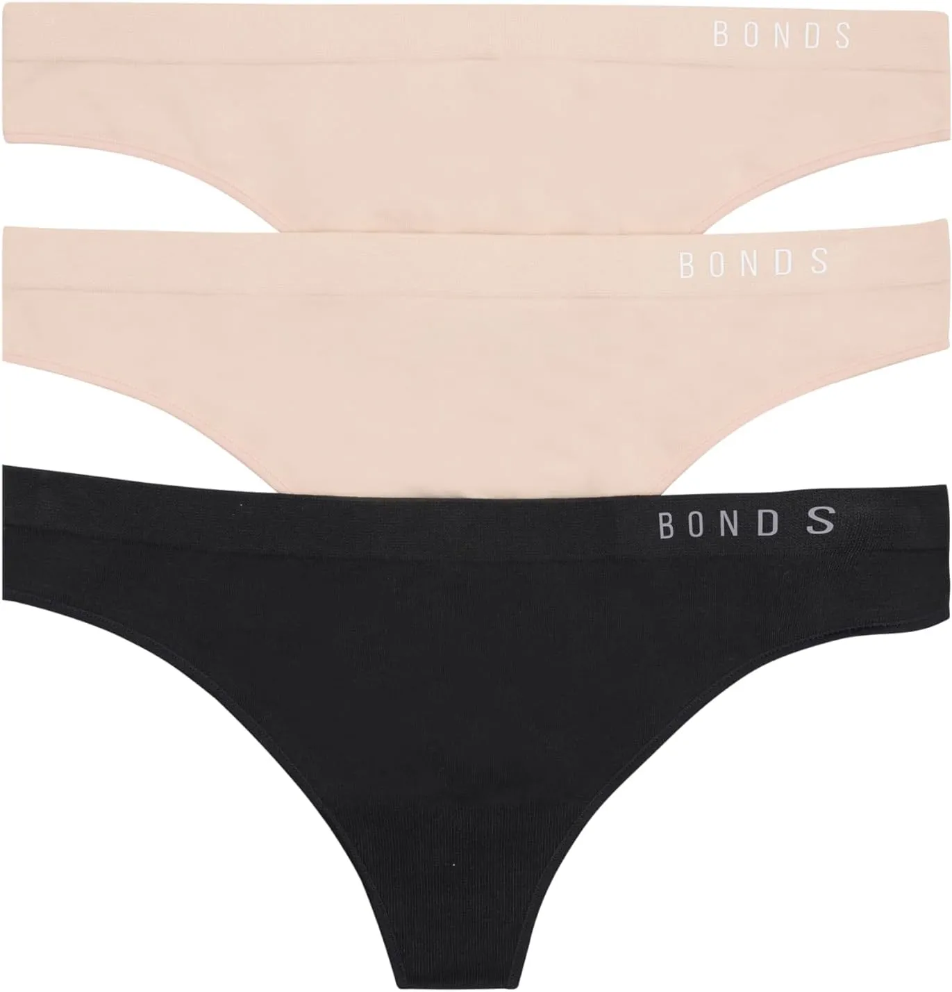 Bonds Seamless Invisi Thong with Mid Rise Fit in Cotton-Rich Blend for Women, 3-Pack