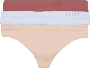 Bonds Seamless Invisi Thong with Mid Rise Fit in Cotton-Rich Blend for Women, 3-Pack