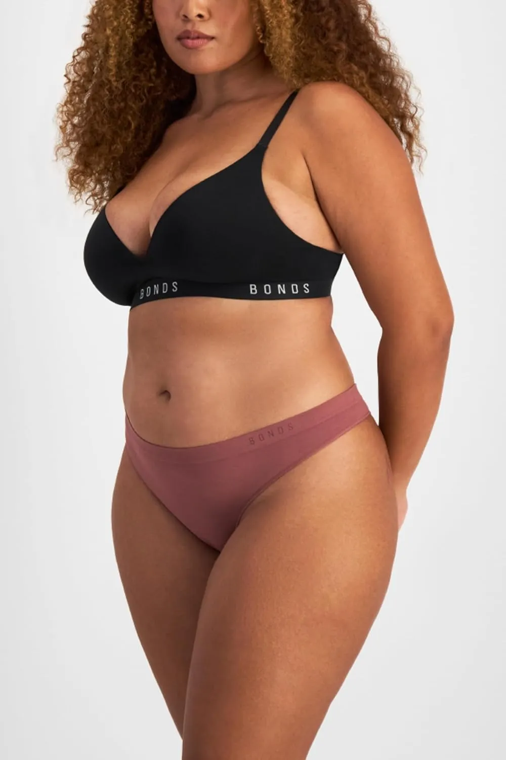 Bonds Seamless Invisi Thong with Mid Rise Fit in Cotton-Rich Blend for Women, 3-Pack