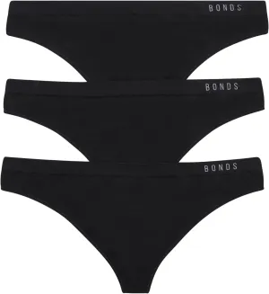 Bonds Seamless Invisi Thong with Mid Rise Fit in Cotton-Rich Blend for Women, 3-Pack