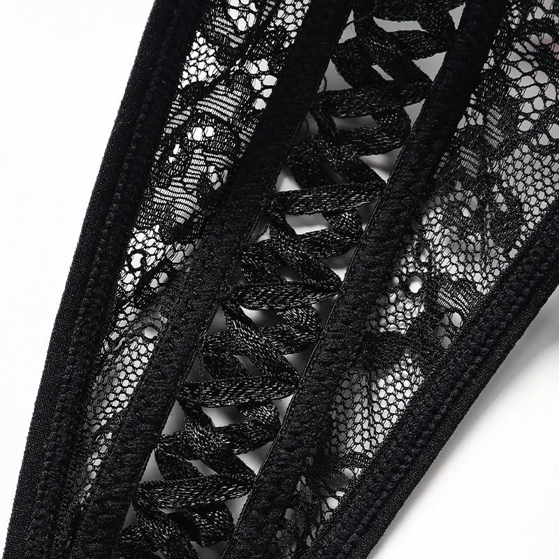 Bow Spaghetti Strap Plus Size Sexy Lace Thongs PAnties