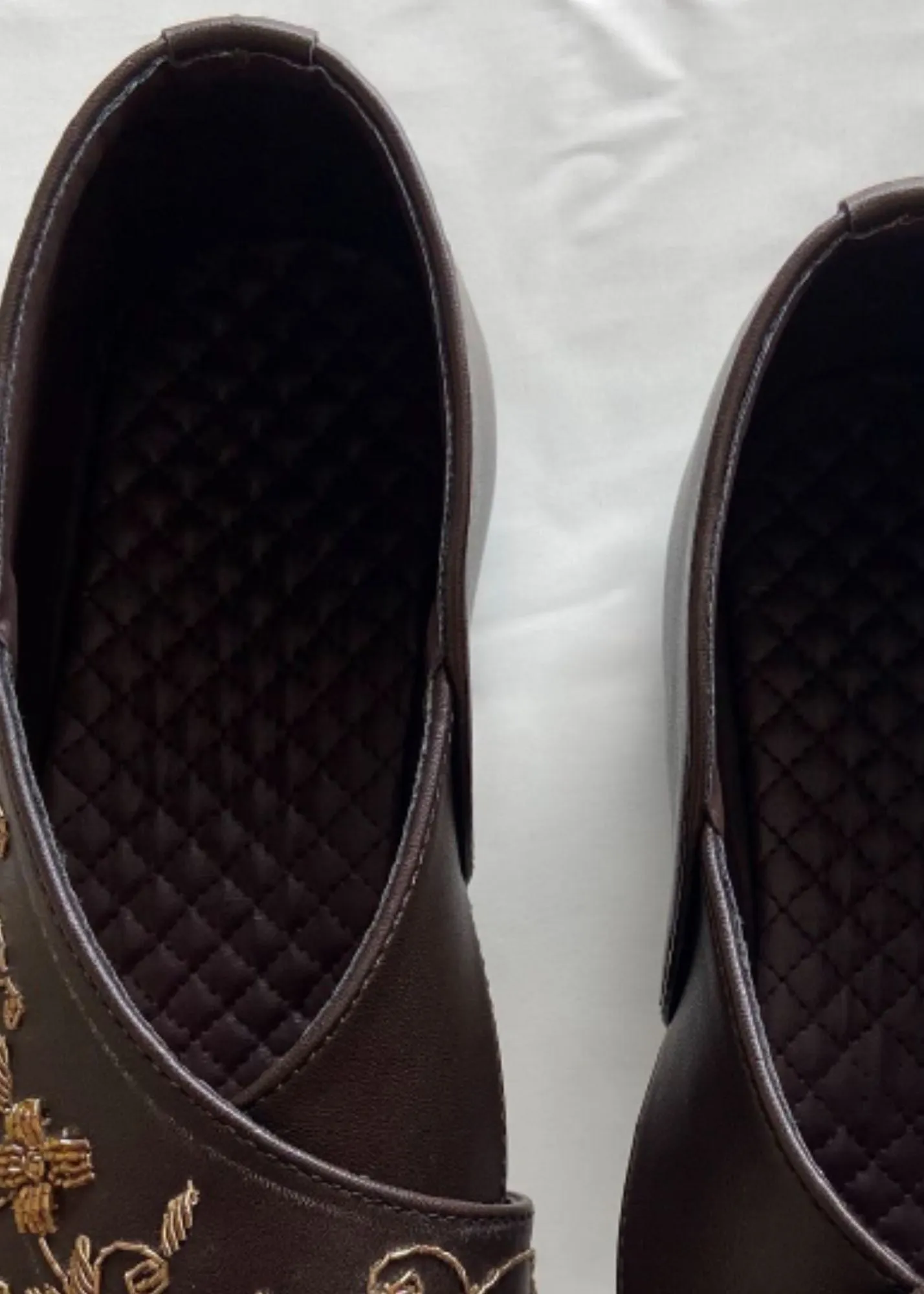 Brown Embroidery Indo Sandal Slip-Ons for Mens