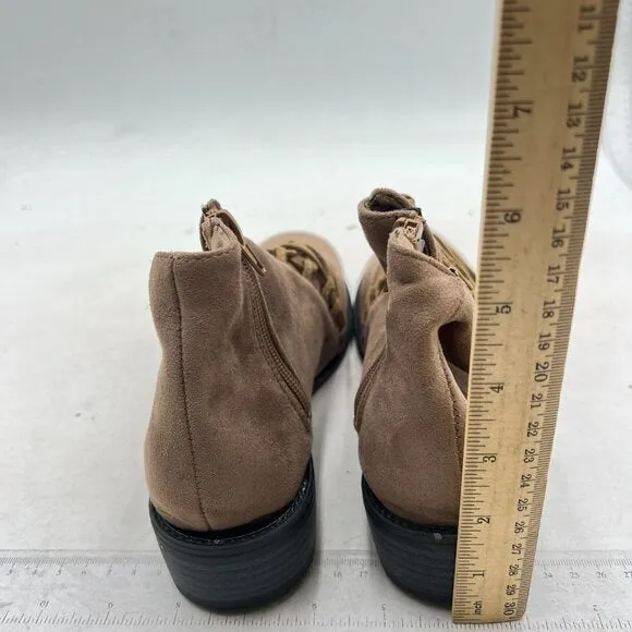 Brown Women's Lace Up Ankle Boots Casual Walking Ankle Booties
