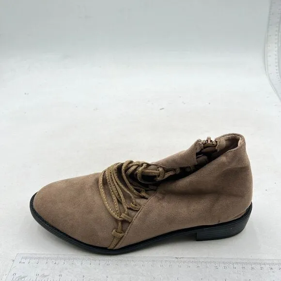 Brown Women's Lace Up Ankle Boots Casual Walking Ankle Booties