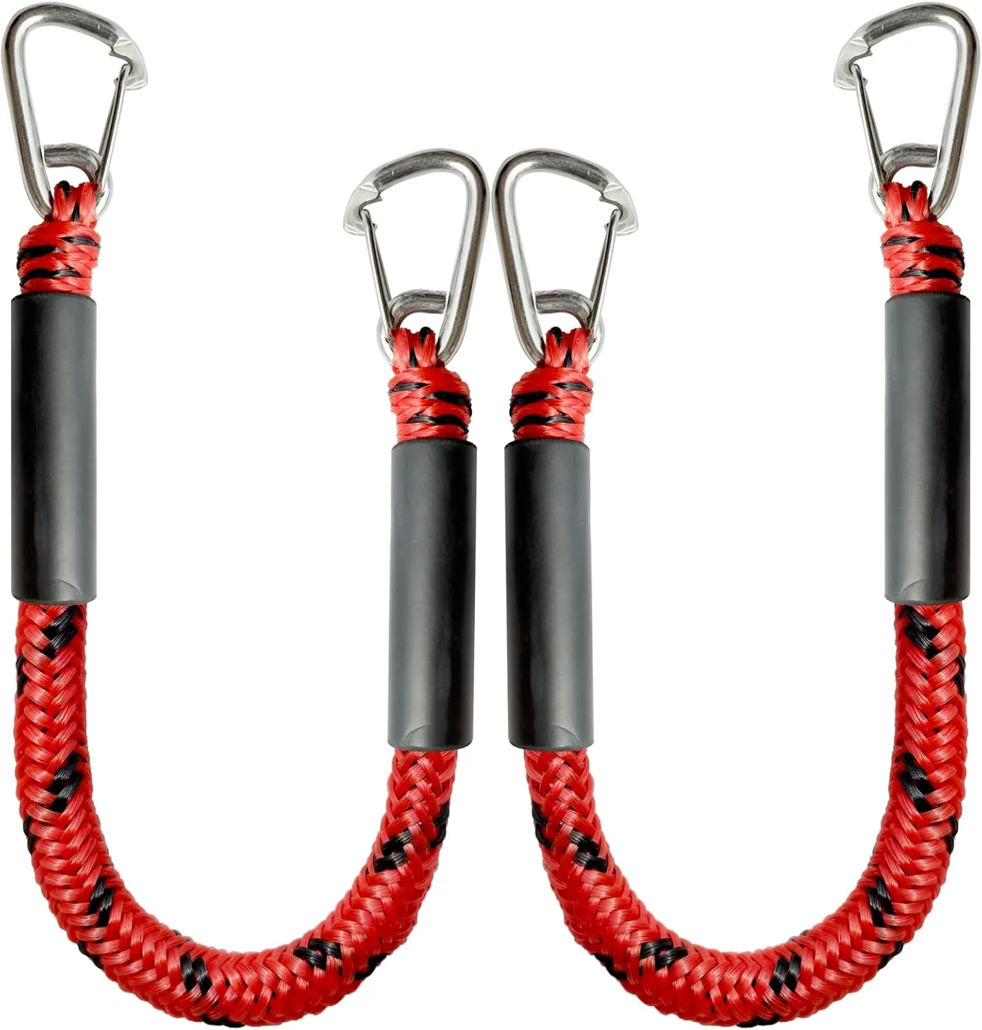 Bungee Dock Line Double Clips Heavy Duty 316 Stainless Steel Clips Boat Ropes Mooring Ropefor for Boats PWC, Built in Snubber, Kayak,Watercraft,SeaDoo,Jet Ski, Pontoon, Canoe, Power Boat 2-Pack…