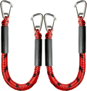 Bungee Dock Line Double Clips Heavy Duty 316 Stainless Steel Clips Boat Ropes Mooring Ropefor for Boats PWC, Built in Snubber, Kayak,Watercraft,SeaDoo,Jet Ski, Pontoon, Canoe, Power Boat 2-Pack…