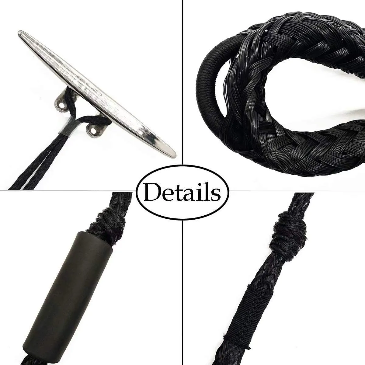 Bungee Dock Lines, Boat Ropes for Docking,Mooring Rope with Stainless Steel Clip - Accessories for Boats, PWC, Kayak, Watercraft,Jet Ski, Pontoon, Canoe, Power Boat Black 4-Pack