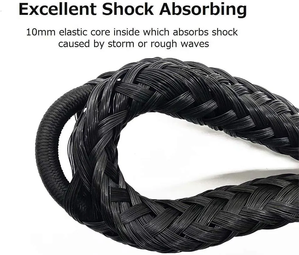 Bungee Dock Lines, Boat Ropes for Docking,Mooring Rope with Stainless Steel Clip - Accessories for Boats, PWC, Kayak, Watercraft,Jet Ski, Pontoon, Canoe, Power Boat Black 4-Pack