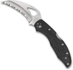 Byrd Lightweight Knife - Black FRN Handle with SpyderEdge, Hollow Grind, 8Cr13MoV Steel Hawkbill Blade - BY22SBK