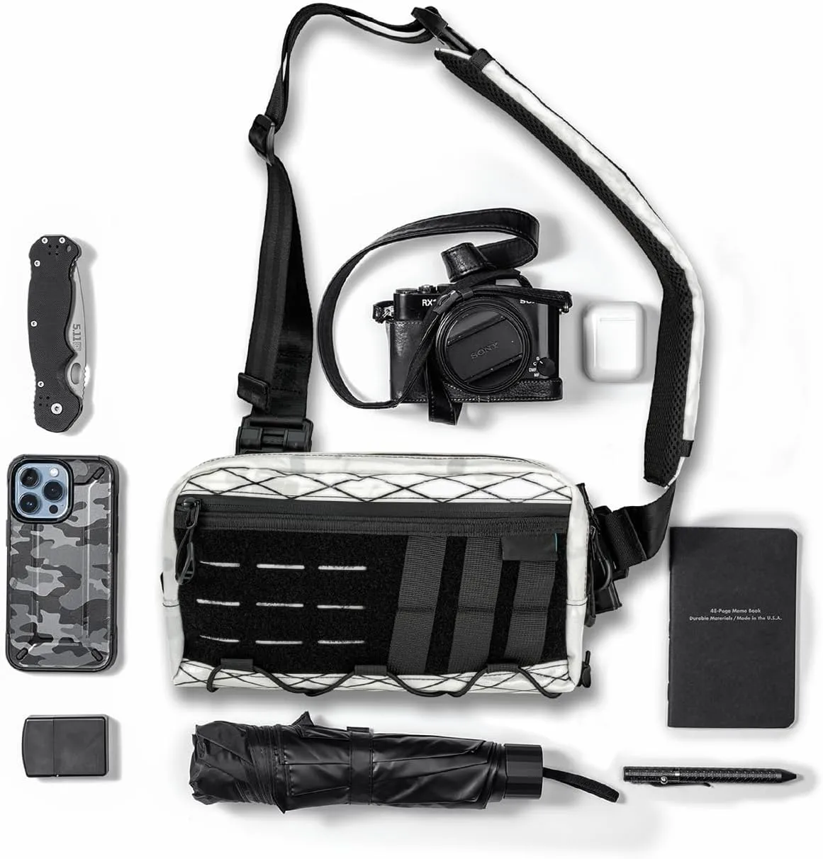 Cache L3 Crossbody Shoulder Bag, Multipurpose Sling Bag, Chest Backpack Casual Shoulder for Daily Carry(White)
