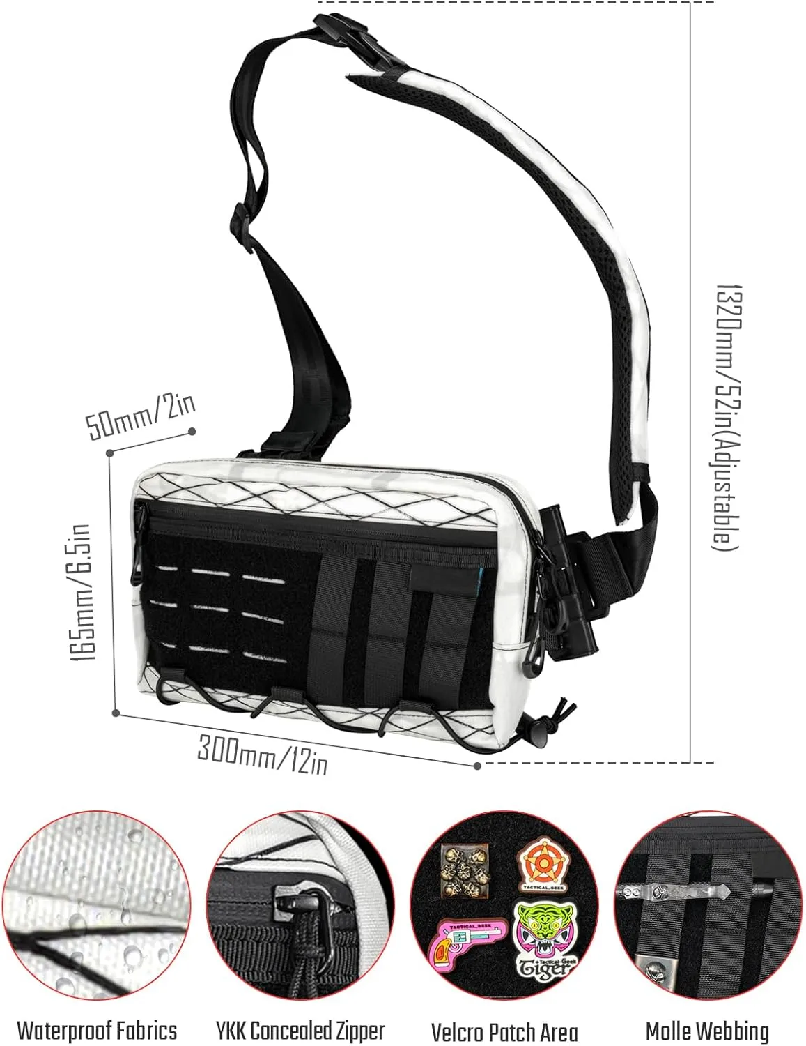 Cache L3 Crossbody Shoulder Bag, Multipurpose Sling Bag, Chest Backpack Casual Shoulder for Daily Carry(White)