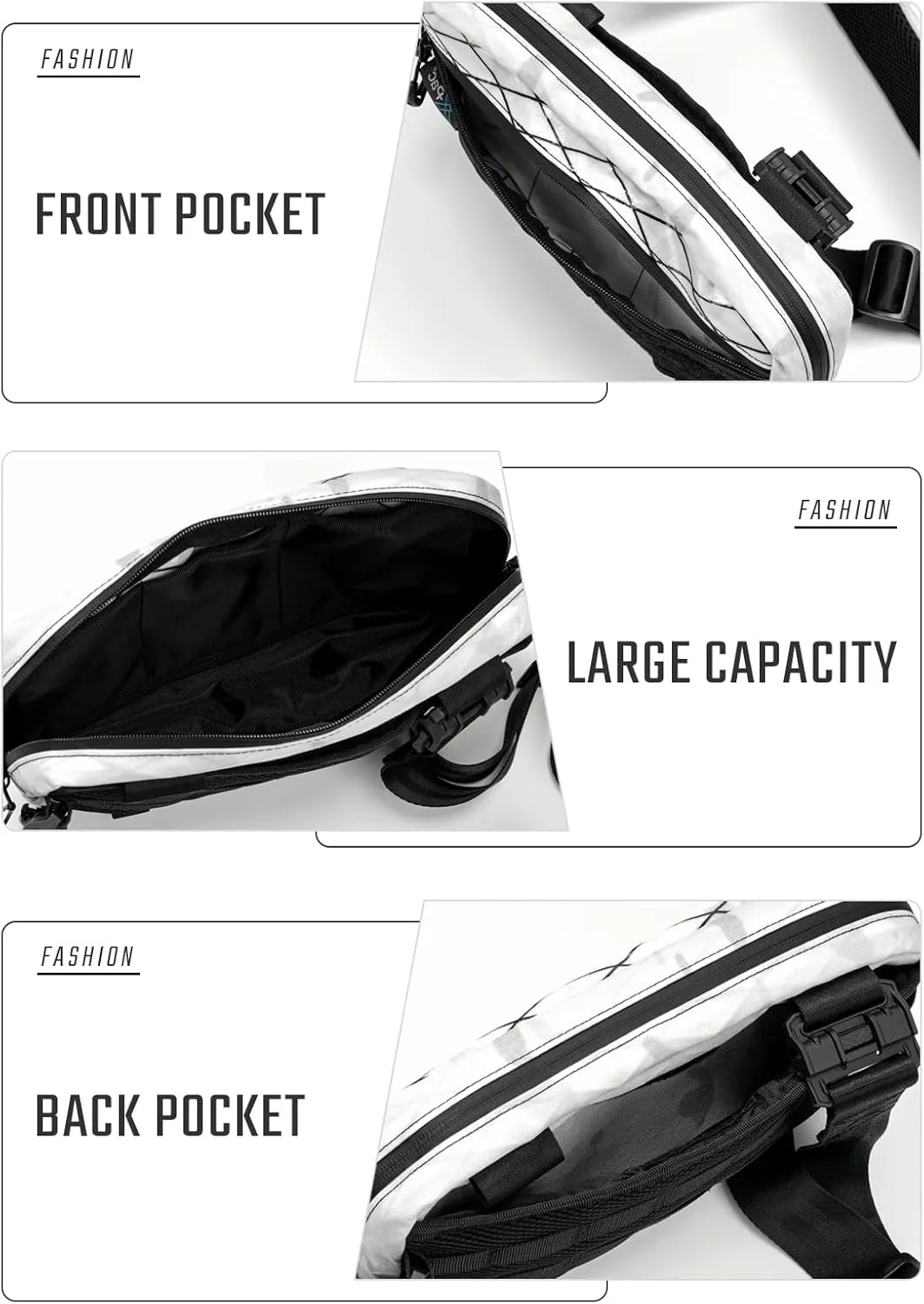 Cache L3 Crossbody Shoulder Bag, Multipurpose Sling Bag, Chest Backpack Casual Shoulder for Daily Carry(White)
