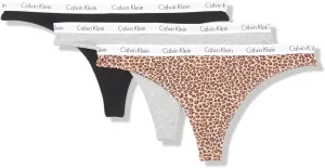 Calvin Klein Women's Carousel Logo Cotton Stretch Thong Panties, 3 Pack