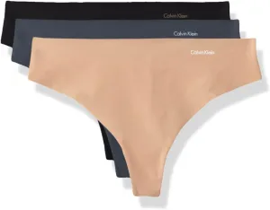 Calvin Klein Women's Invisibles Seamless Thong Panties, 3 Pack