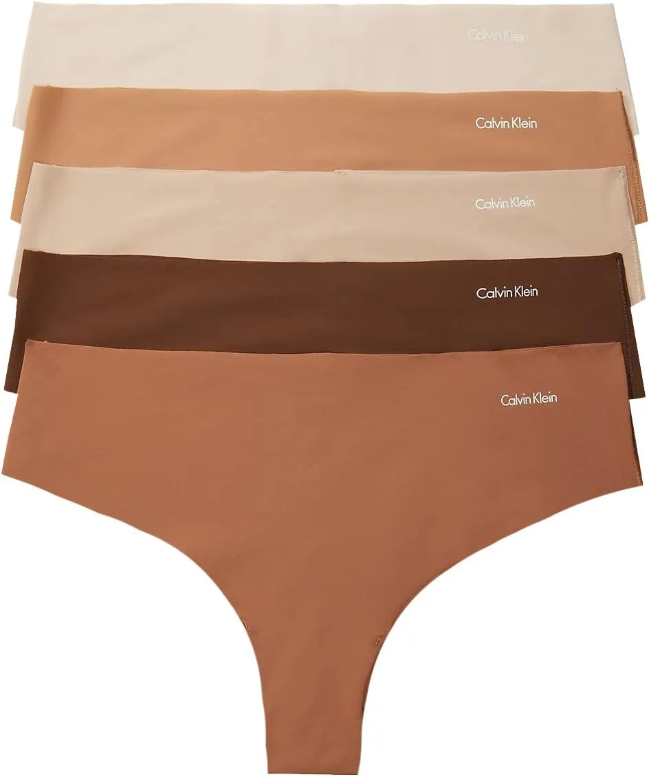 Calvin Klein Women's Invisibles Seamless Thong Panties, 5 Pack