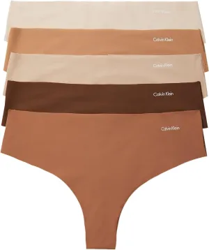 Calvin Klein Women's Invisibles Seamless Thong Panties, 5 Pack