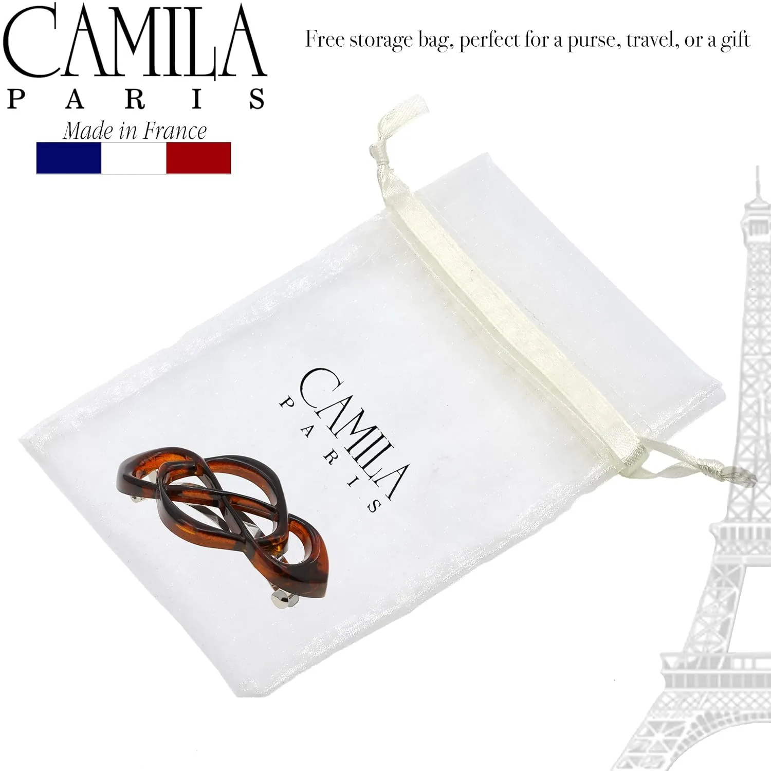 Camila Paris Bundle French Hair Barrette for Girls Thick Hair, Hair Clip Black and Tortoise Shell, Strong Hold Grip Barrette Hair Clips for Women, Styling Hair Accessories for Women, Made in France