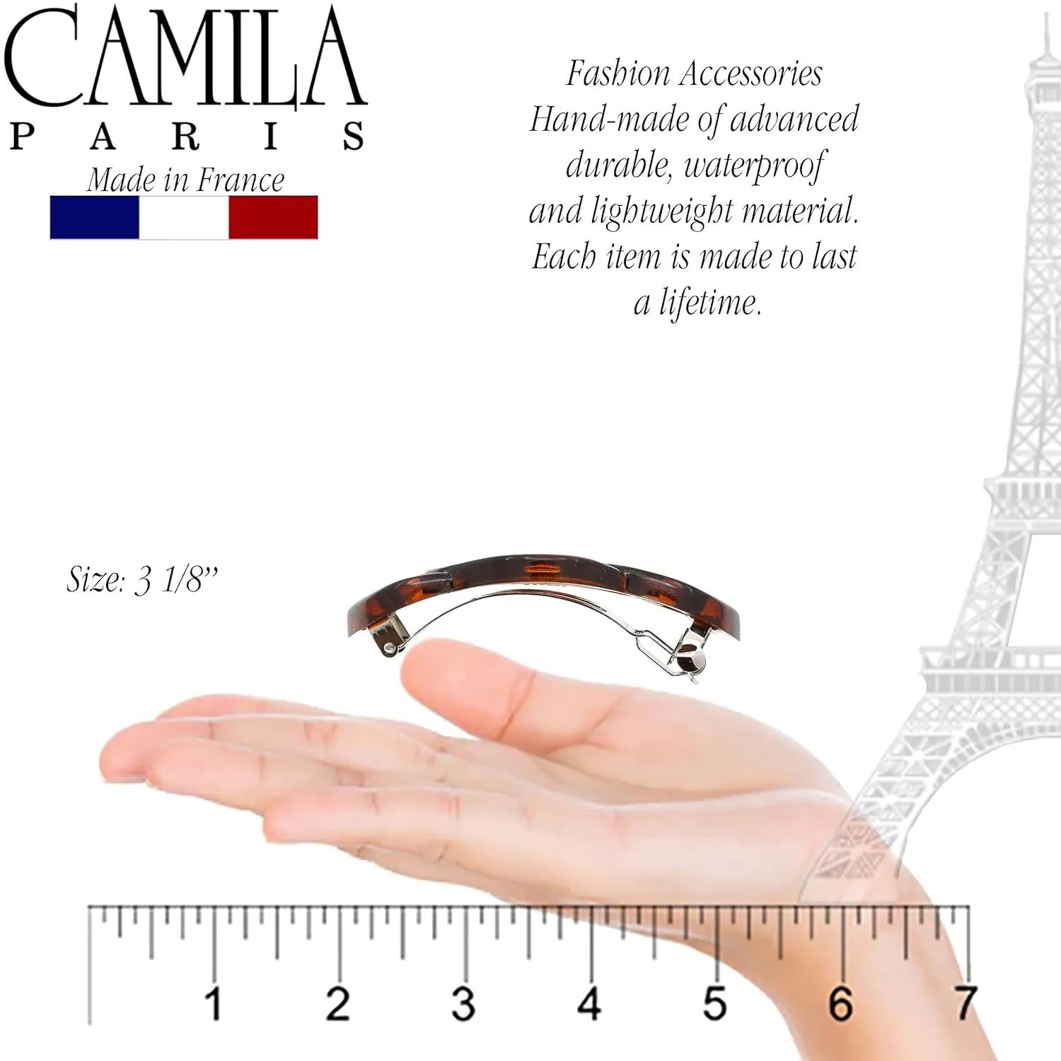 Camila Paris Bundle French Hair Barrette for Girls Thick Hair, Hair Clip Black and Tortoise Shell, Strong Hold Grip Barrette Hair Clips for Women, Styling Hair Accessories for Women, Made in France