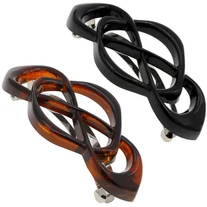 Camila Paris Bundle French Hair Barrette for Girls Thick Hair, Hair Clip Black and Tortoise Shell, Strong Hold Grip Barrette Hair Clips for Women, Styling Hair Accessories for Women, Made in France