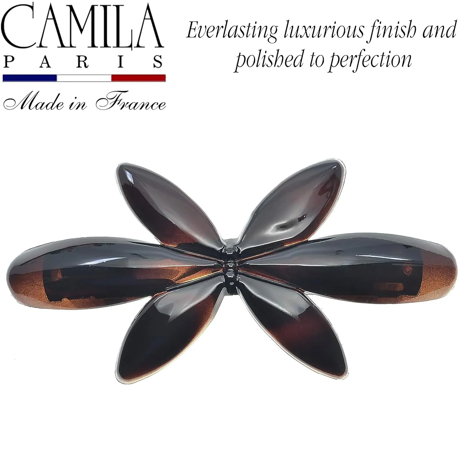 Camila Paris CP2426-CP2875 French Hair Barrette Clip for Girls Flower, Combo, Automatic Clasp Strong Hold Grip Hair Clips for Women, No Slip and Durable Styling Girls Hair Accessories, Made in France
